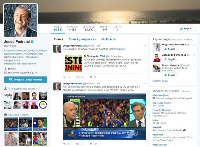 Las 10 mejores cuentas de Twitter de periodistas españoles 4 Josep Pedrerol 662x486 1