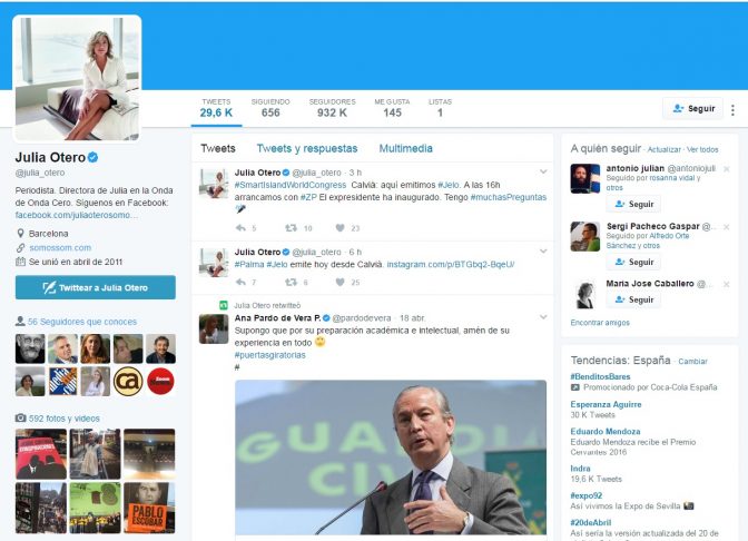 Las 10 mejores cuentas de Twitter de periodistas españoles 3 Julia Otero 672x486 1