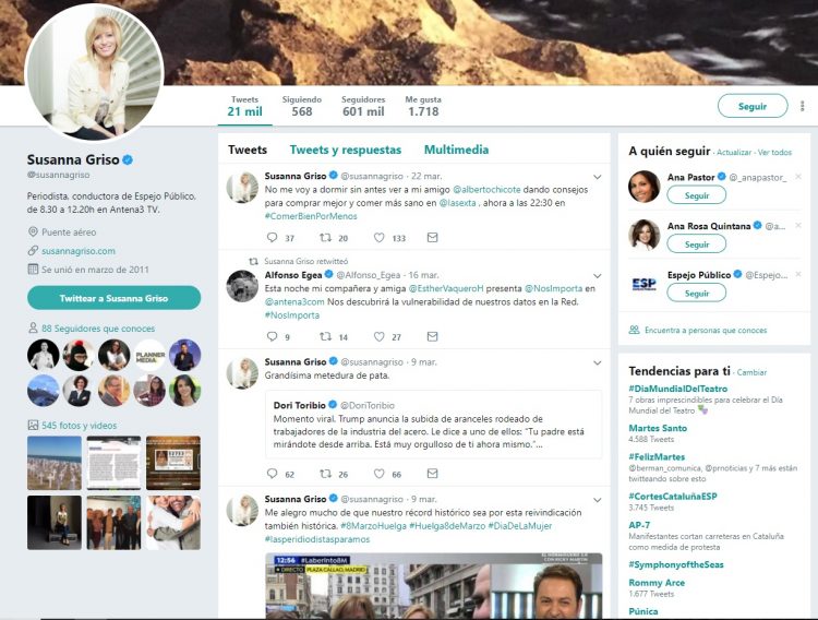 Cinco periodistas muy influyentes en redes sociales 5 twitter susanna griso e1522144654375